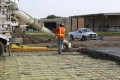 construction, sitework, preparation, concrete, cement, pour, cement truck, rebar, form