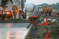 construction, sitework, preparation, concrete, cement truck, pour, trowel, form