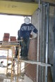 construction, masonry, brick, layer, mortar, trowel, scaffold