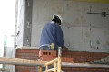 construction, masonry, brick, layer, mortar, trowel, scaffold