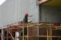 construction, masonry, brick, layer, mortar, trowel, scaffold