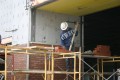 construction, masonry, brick, layer, mortar, trowel, scaffold