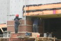 construction, masonry, brick, layer, mortar, trowel, scaffold