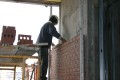 construction, masonry, brick, layer, mortar, trowel, scaffold