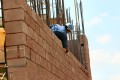 construction, masonry, brick, layer, mortar, trowel, scaffold