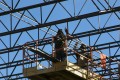 construction, tilt-up construction, tiltwall,panel, braces, steel, metal, joists, beams, crane