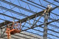 construction, tilt-up construction, tiltwall,panel, braces, steel, metal, joists, beams, crane