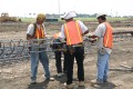 construction, sitework, preparation, work crew, tying pier steel