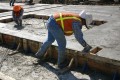 construction, tilt-up construction, forms, wood, slab, bracket, concrete, cement, trowel